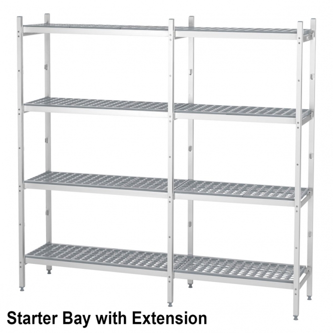 Hygienic Shelving 4 Levels 1730h x 800w x 600d mm 60kg UDL - Extension Bay