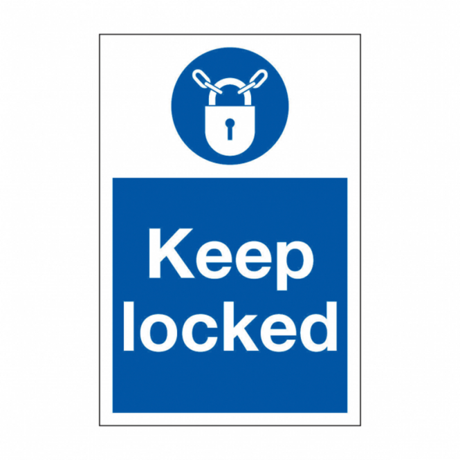 Vertical Keep Locked Safety Sign