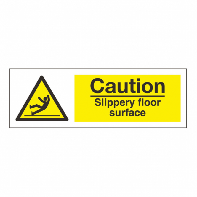 Horizontal Caution Slippery Floor Surface Safety Sign