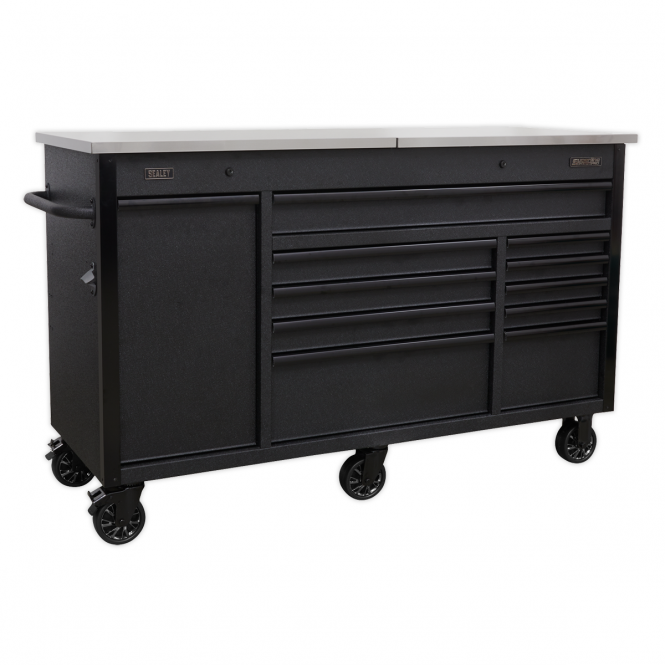 Sealey Superline Pro Black Mobile Tool Cabinet | 1600mm | Power Tool Charging Drawer