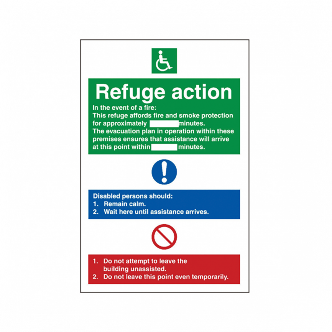 Refuge Action Safety Signs