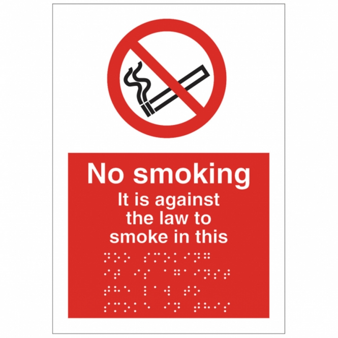 Braille No Smoking Safety Sign